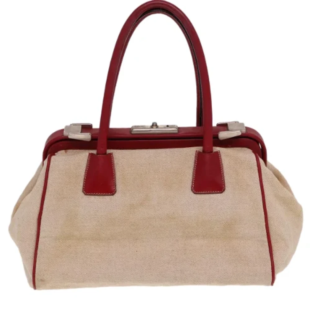 Prada Vintage Pre-owned Canvas prada-bags Beige Dames