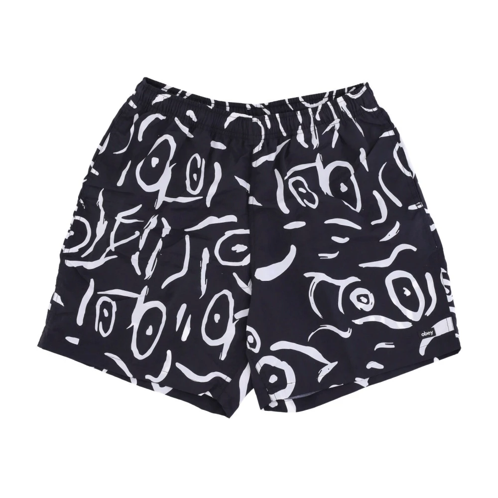 Obey Zwart Multi Shorts Elastische Koord Zak Black Heren