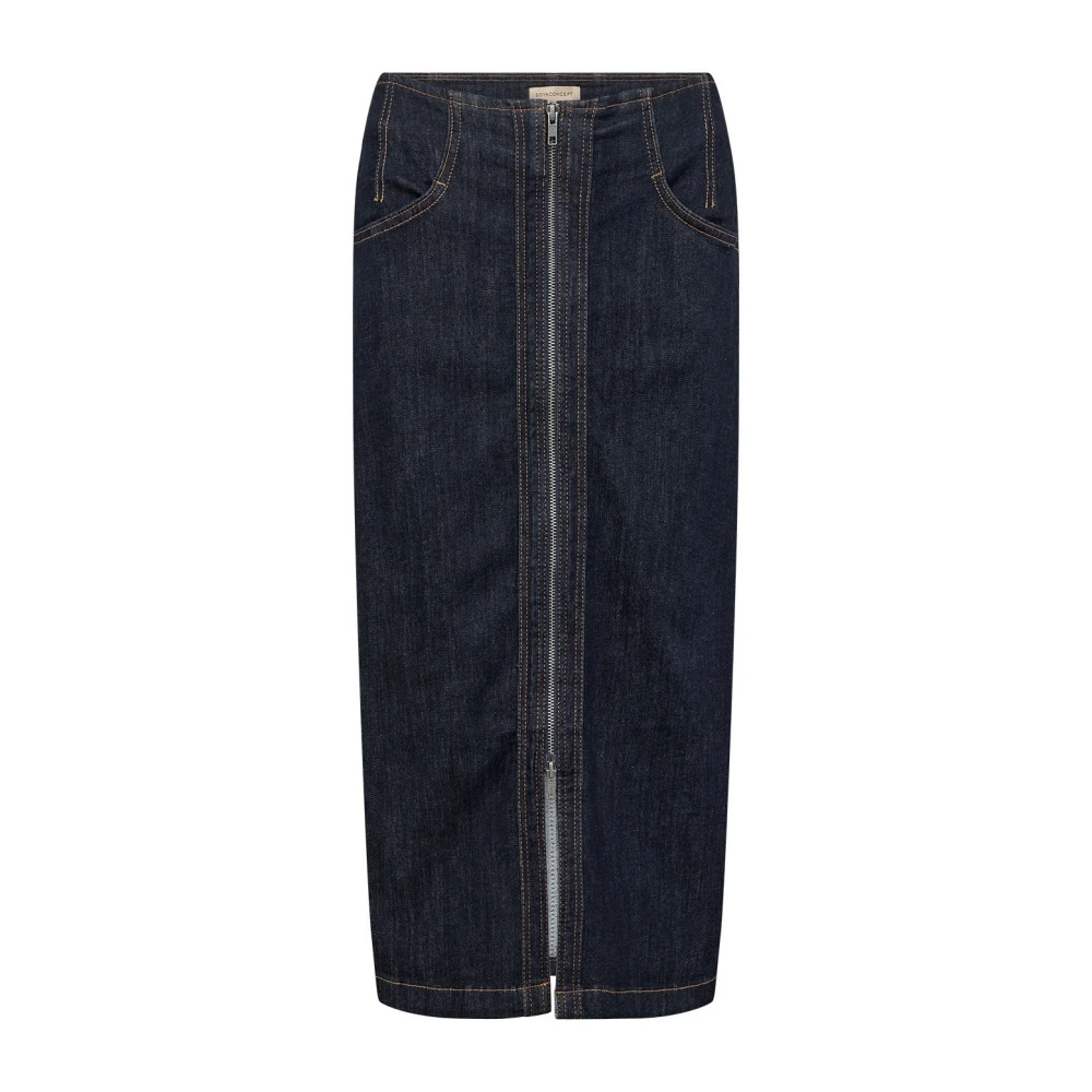 Soyaconcept Denim rok met volledige rits Black Dames