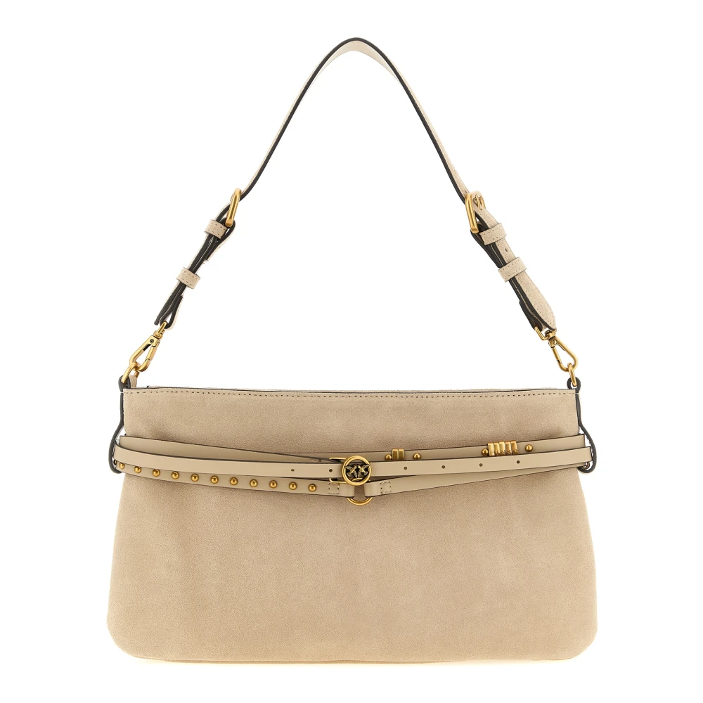 Pinko Bolso De Hombro Mediano De Ante Belt Bags Mujer Beige 