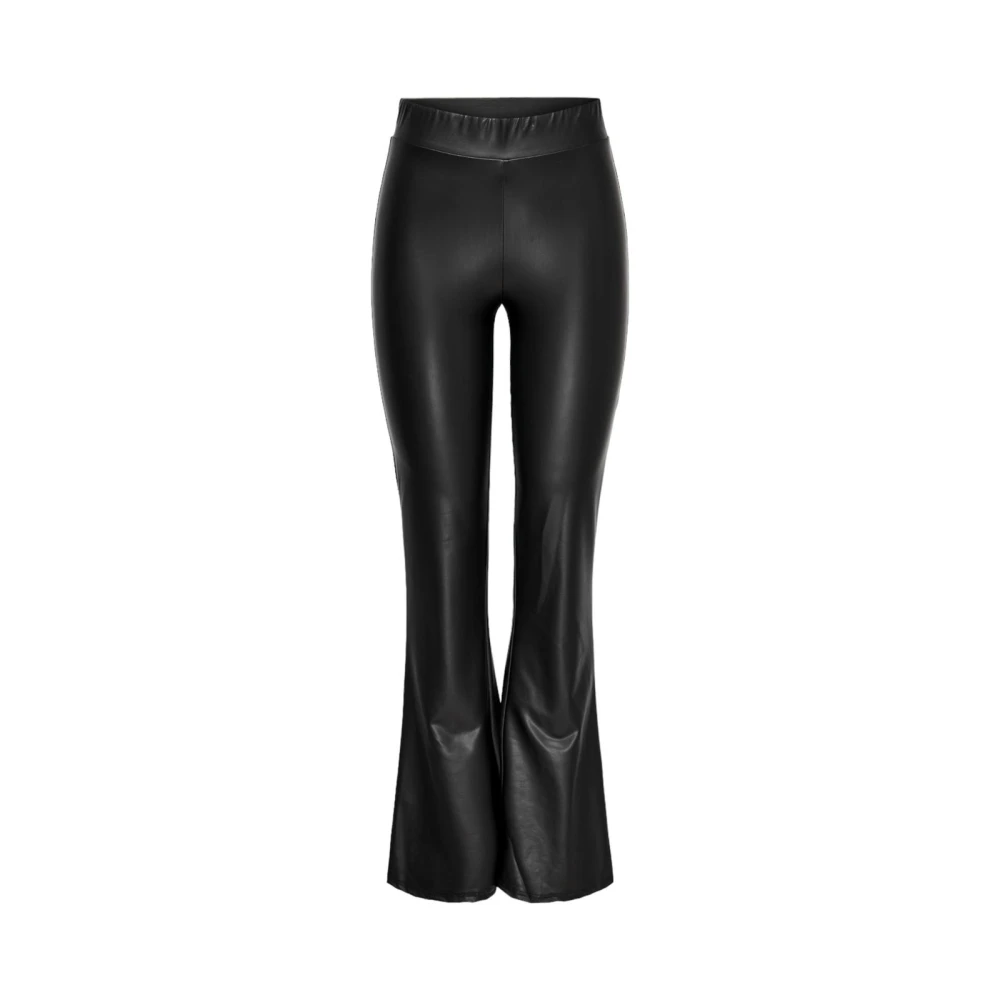 Only Zwarte Flare Leren Broek Model Black Dames