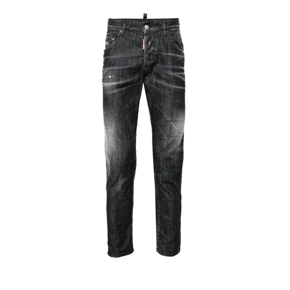 Dsquared2 Men's Black Slim-Fit Jeans,, Stylish 5 Pocket Trousers Large