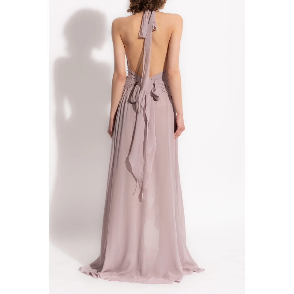 Blumarine Zijden jurk met open rug Purple Dames