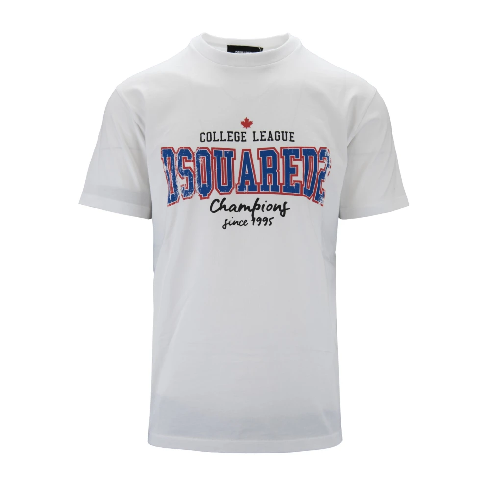 Dsquared2 Heren Grafische Print Katoenen T-Shirt White Heren