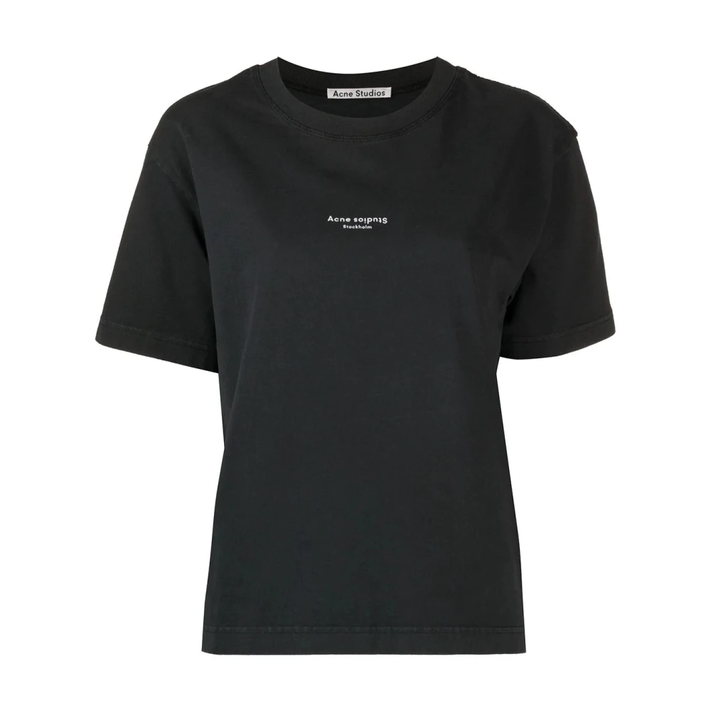 Acne Studios T-Shirt med Logotryck i Bomull Black, Dam