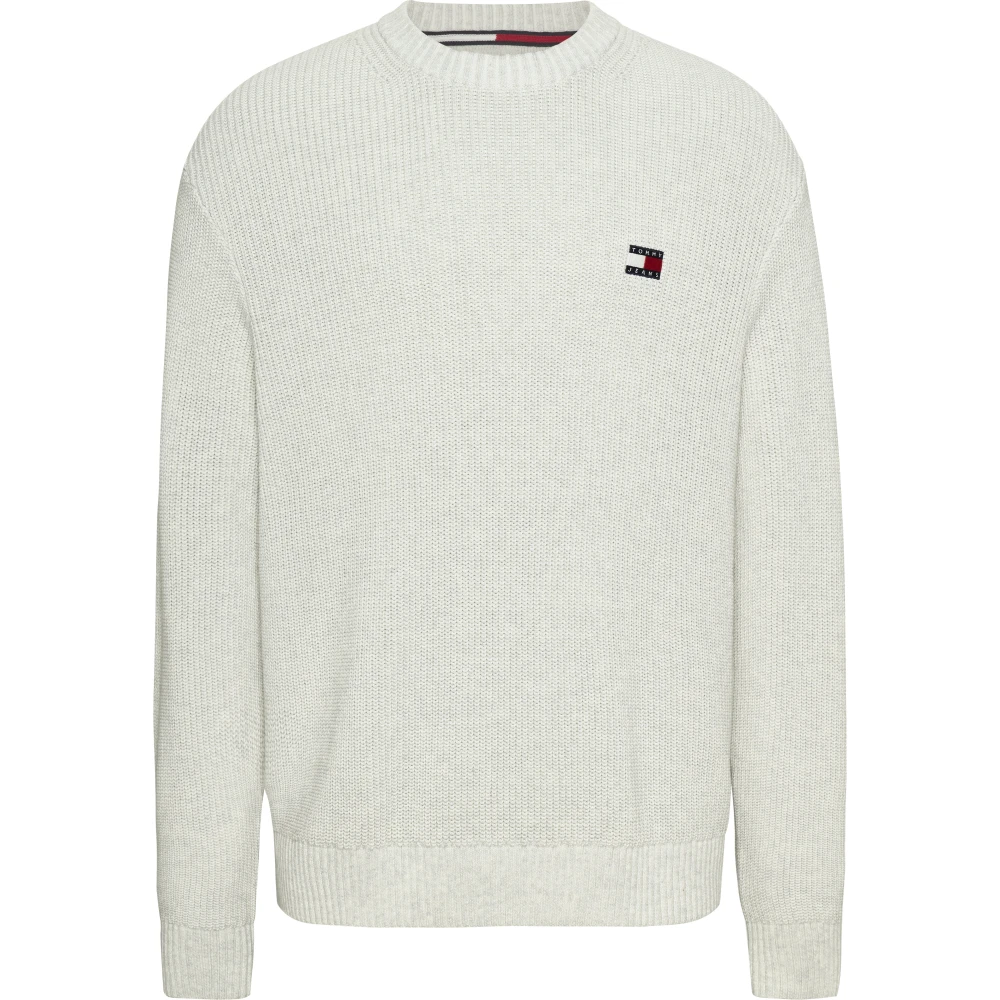 Tommy Jeans Men's Gray Cotton Ribbed Sweater