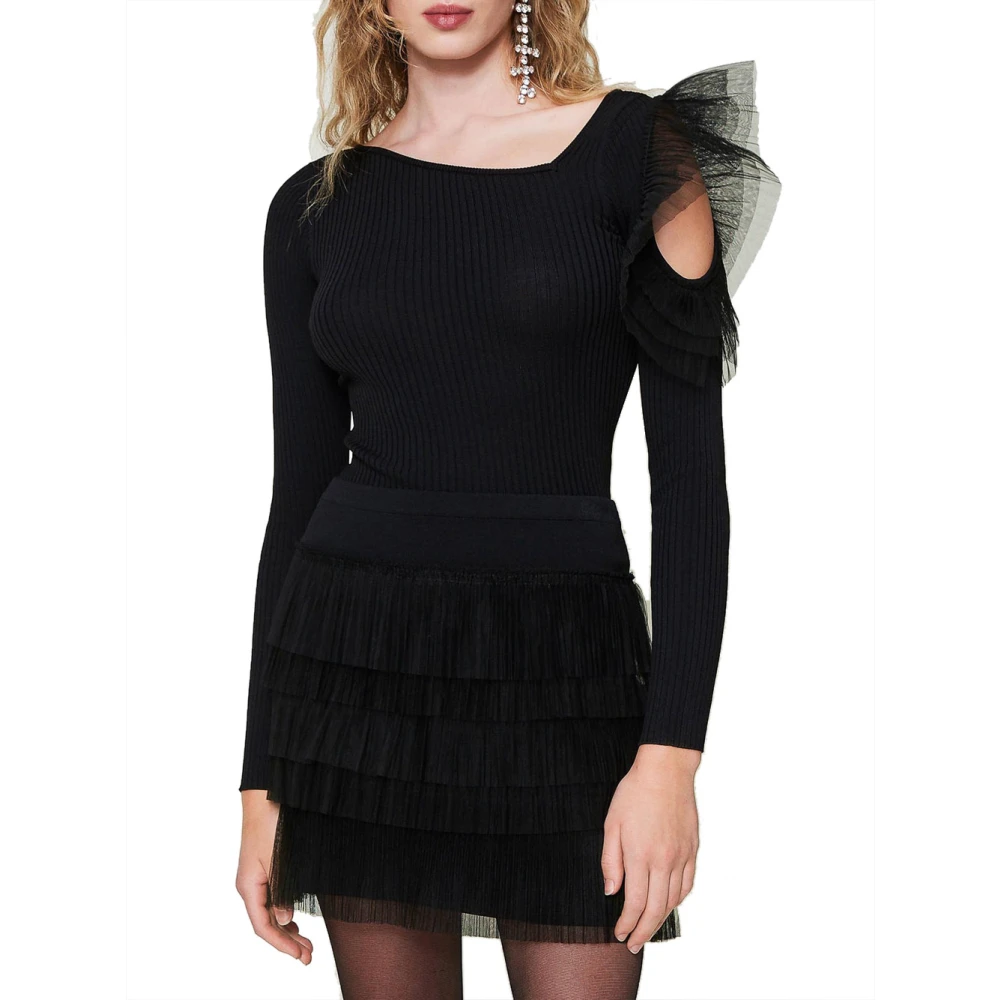 Actitude Zwarte Cut Out Trui Black Dames