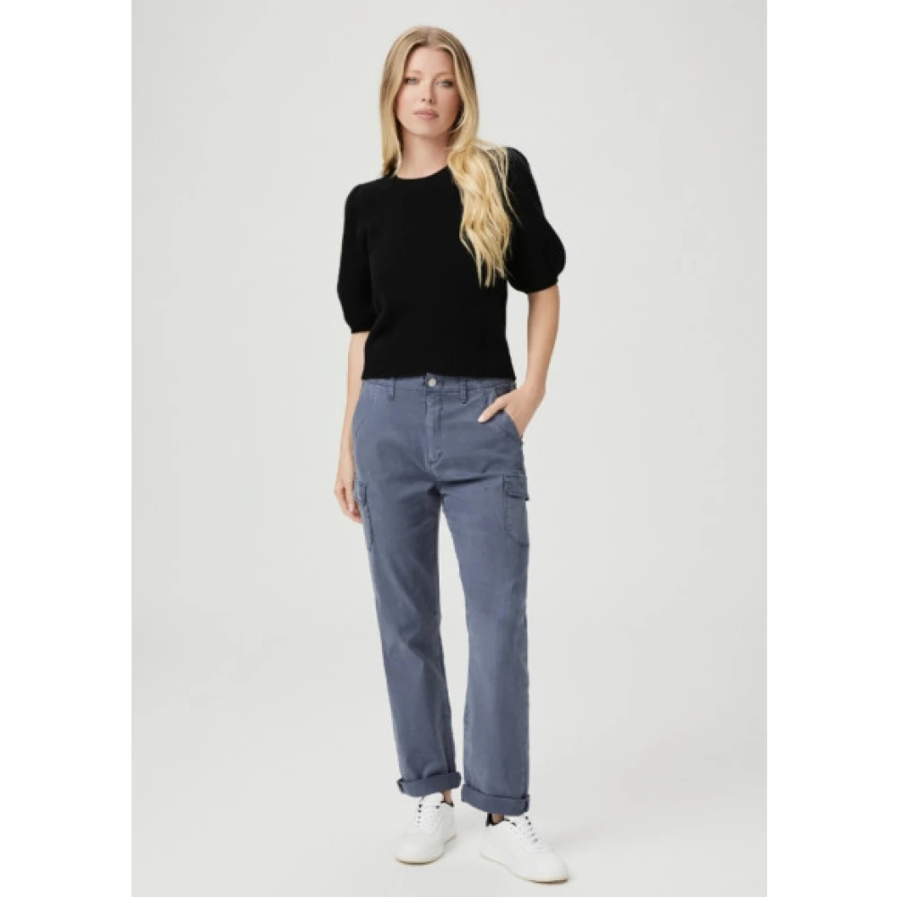 Paige Relaxed Straight Leg Cargo Jeans Blue Dames