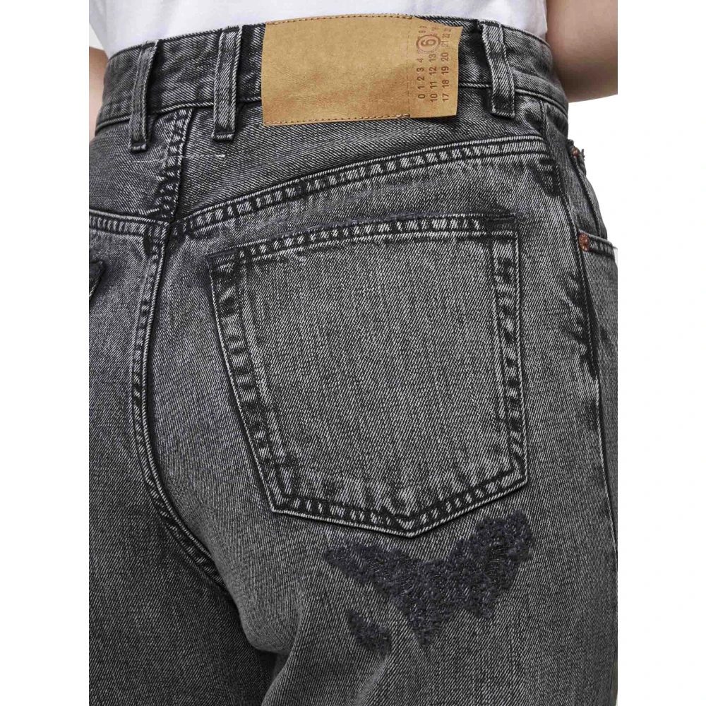MM6 Maison Margiela High-Rise Wide Jeans Black Dames