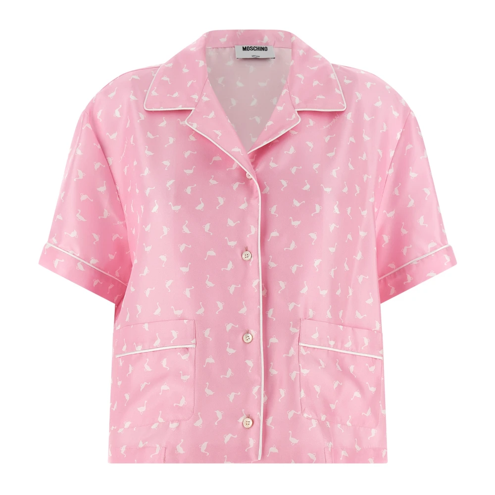 Moschino Women's Pink Pajama Crop Shirt - Pyjamas - Xs - Nightwear & Lounge