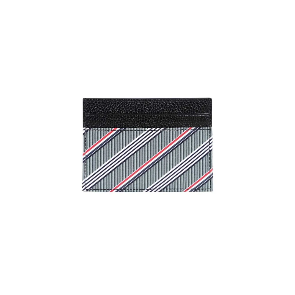 Thom Browne Leren kaarthouder met driekleurig detail Gray Heren