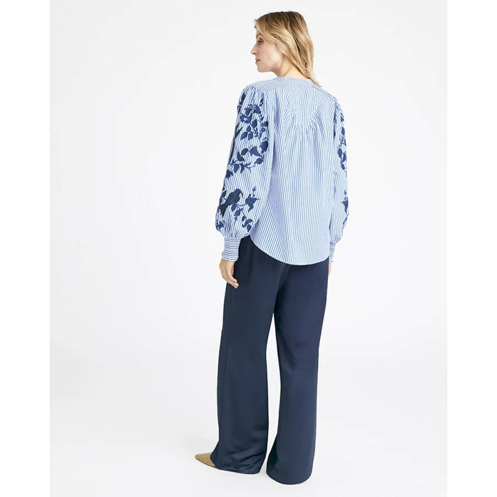 Gustav Elegante Blouse Mira Lange Mouw Blue Dames