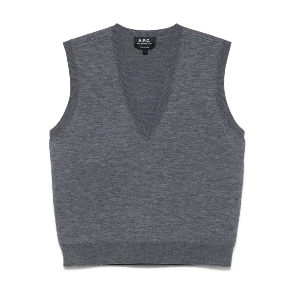 Grey V-Neck Sleeveless Sweater - A.p.c. - Modalova