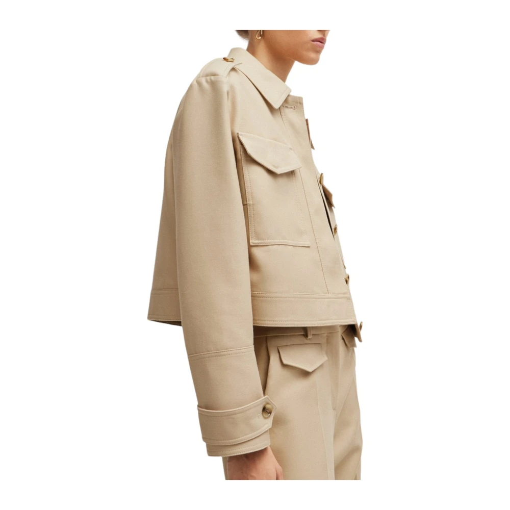 Boss Stijlvolle Jafeli Open Coat Beige Dames
