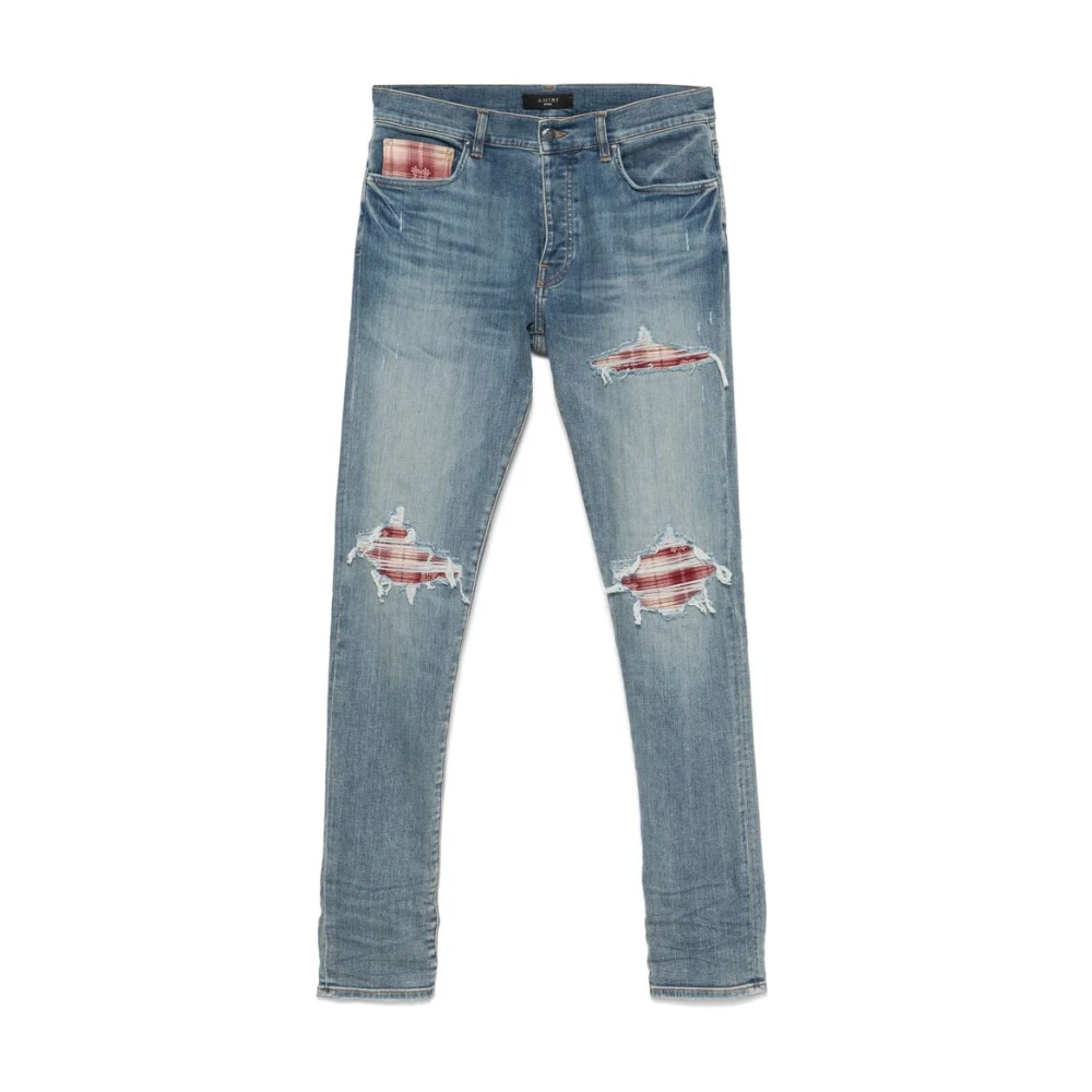 Amiri Lichtblauwe Ripped Jeans met knoopsluiting Blue Heren