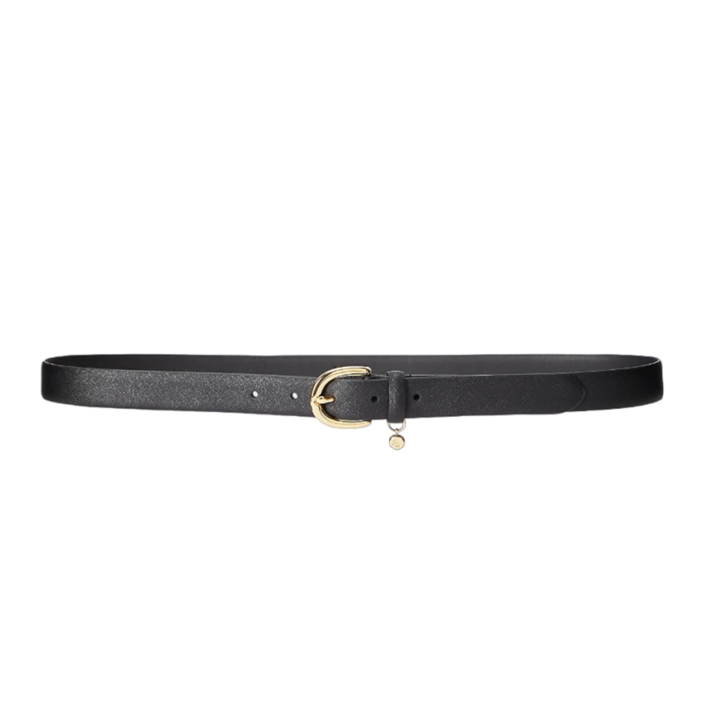 Ralph Lauren Women's Accessories, Female,, Refined Leather Belt With Exclusive Pendant Black Small