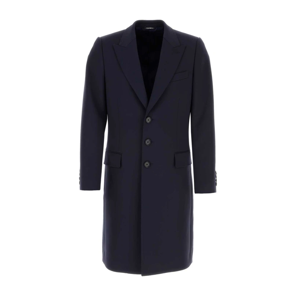 Dolce & Gabbana Stretch Polyester Blend Jas Blue Heren
