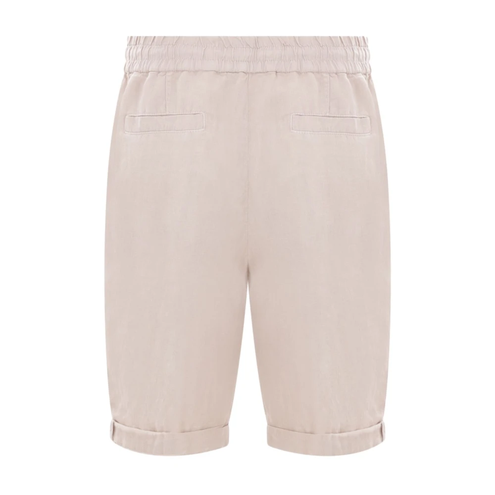 BRUNELLO CUCINELLI Beige Linnen Sportshorts Stijlvol Eco-Vriendelijk Beige Heren