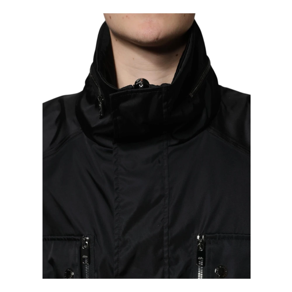 Dolce & Gabbana Zwarte Nylon Winter Parka Jas Black Heren