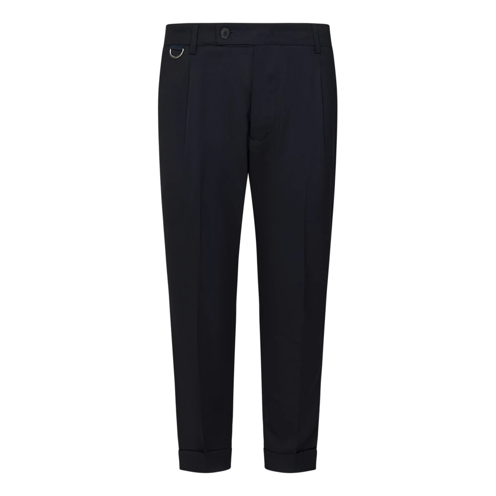 Low Brand Blauwe Wol Slim-Fit Broek Blue Heren