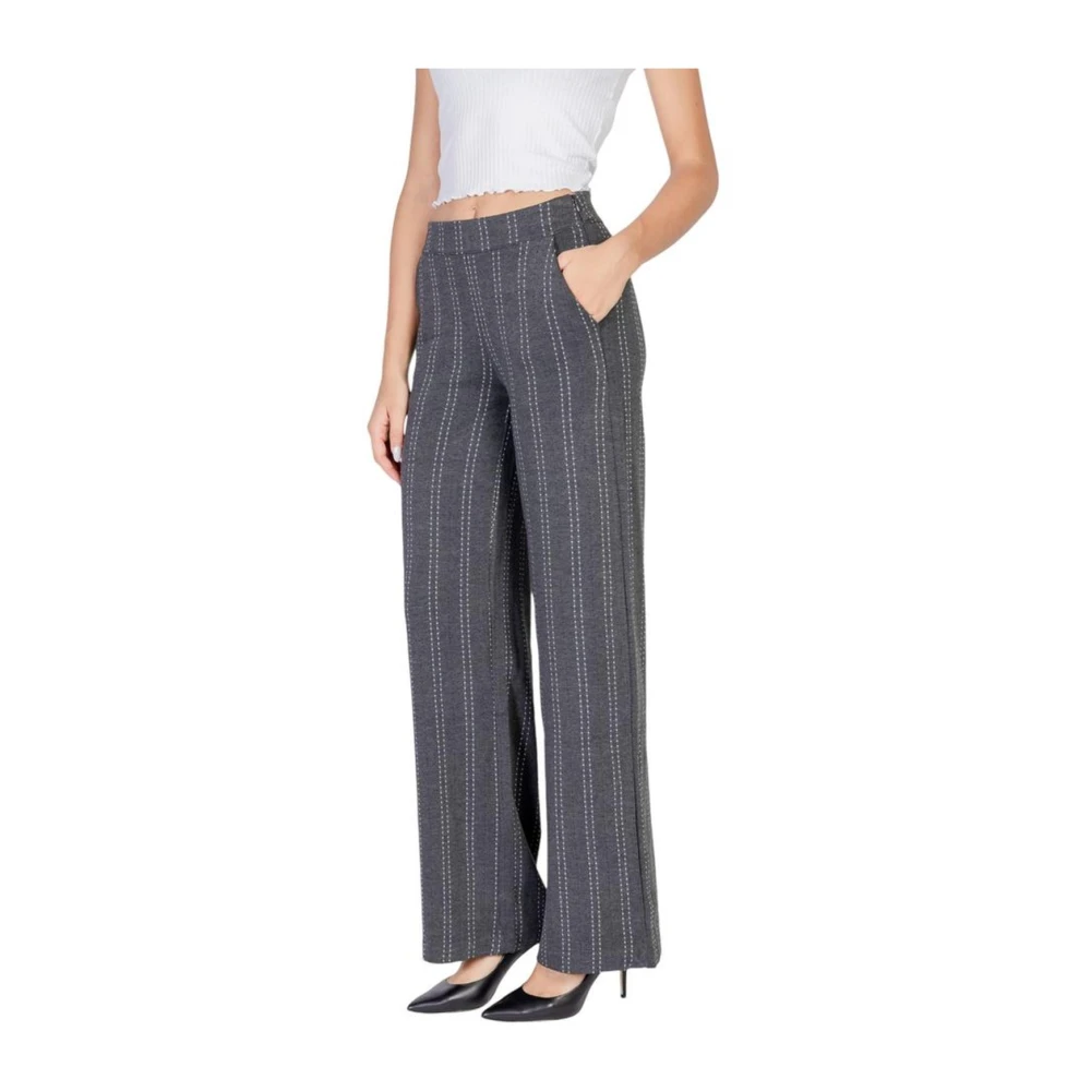 Ichi Viscose Blend Jeans & Broeken Gray Dames