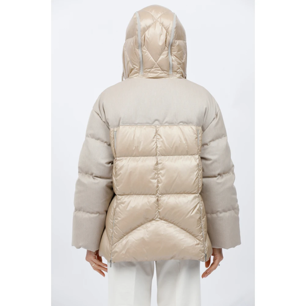 Diego M Gewatteerde jas met capuchon en ritsen Beige Dames