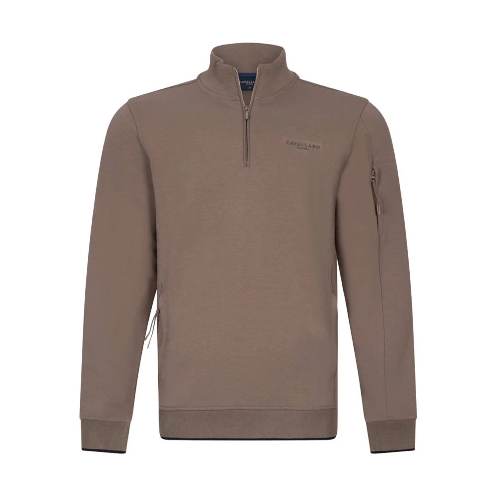 Cavallaro Half Zip Sweatshirt Brown Heren