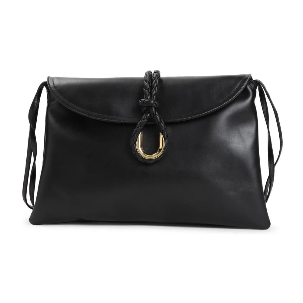Bottega Veneta Zwart Messing Dubbele Flap Tas Black Dames