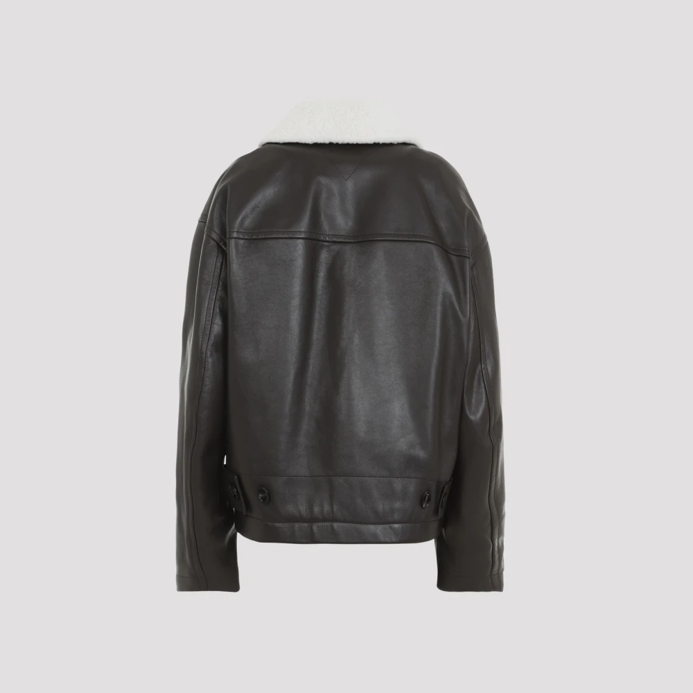 Bottega Veneta Luxe Bruin Leren Bomberjack Brown Dames