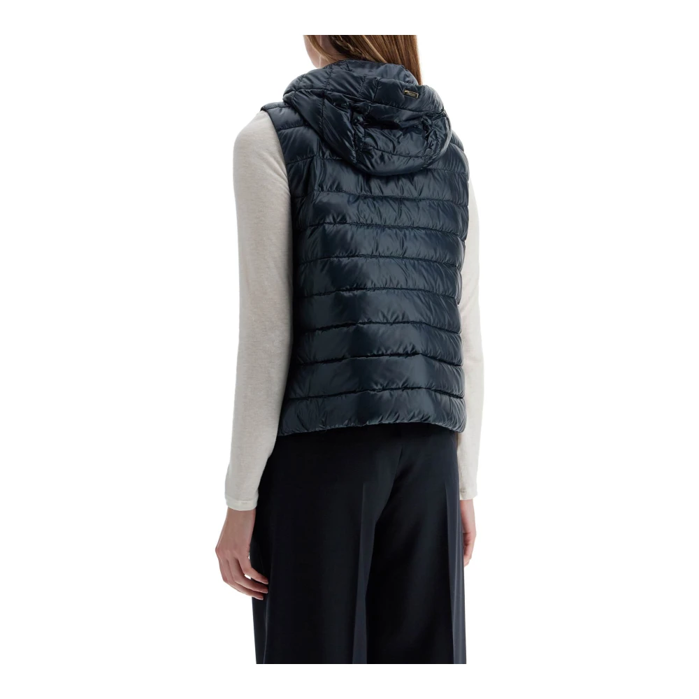 Herno Donkerblauwe Polyamide Gilet met Capuchon Blue Dames
