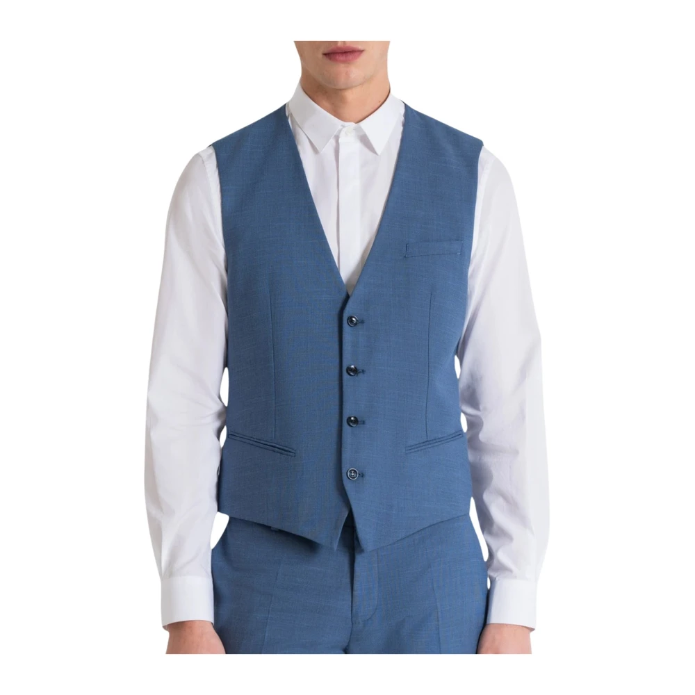 Antony Morato Blauw Suit Vest Mmvs00012 Avio Blue Heren
