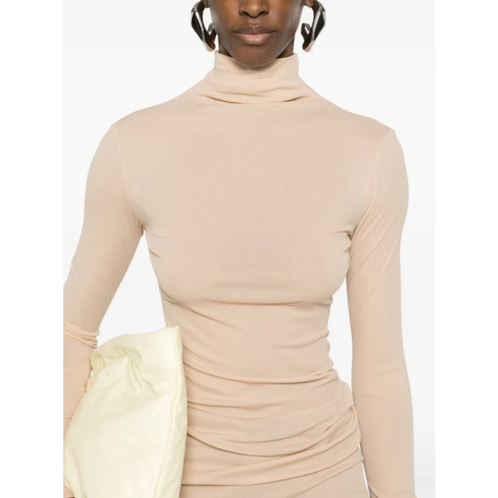 Jil Sander Beige Doorschijnende Lange Mouw Top Beige Dames