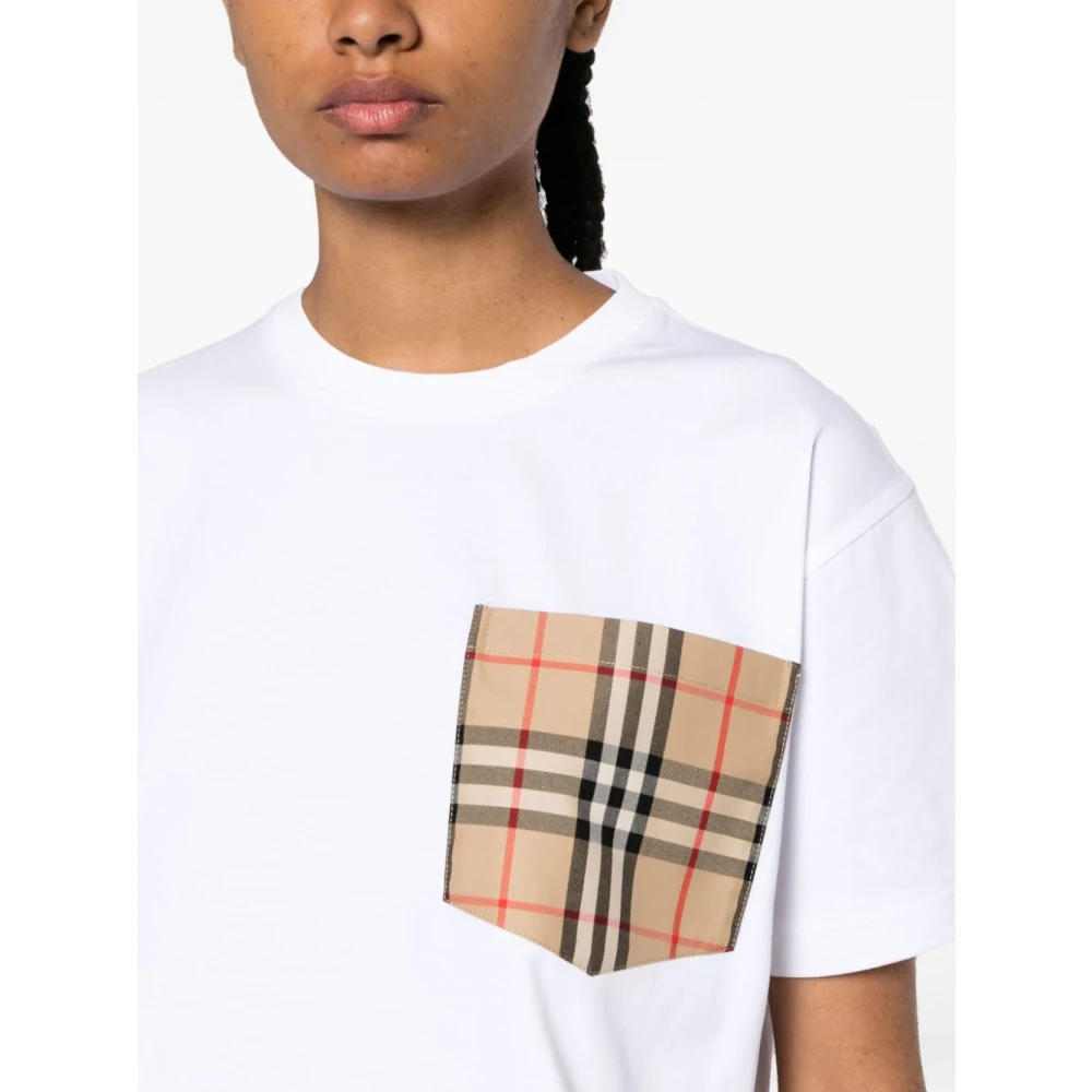 Burberry Witte T-shirts en Polos met Check Zak White Dames