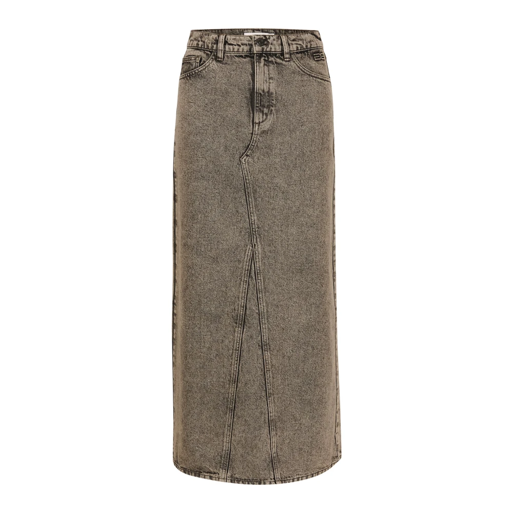 Gestuz Klassieke Denim Lange Rok Grijs Bruin Gray Dames