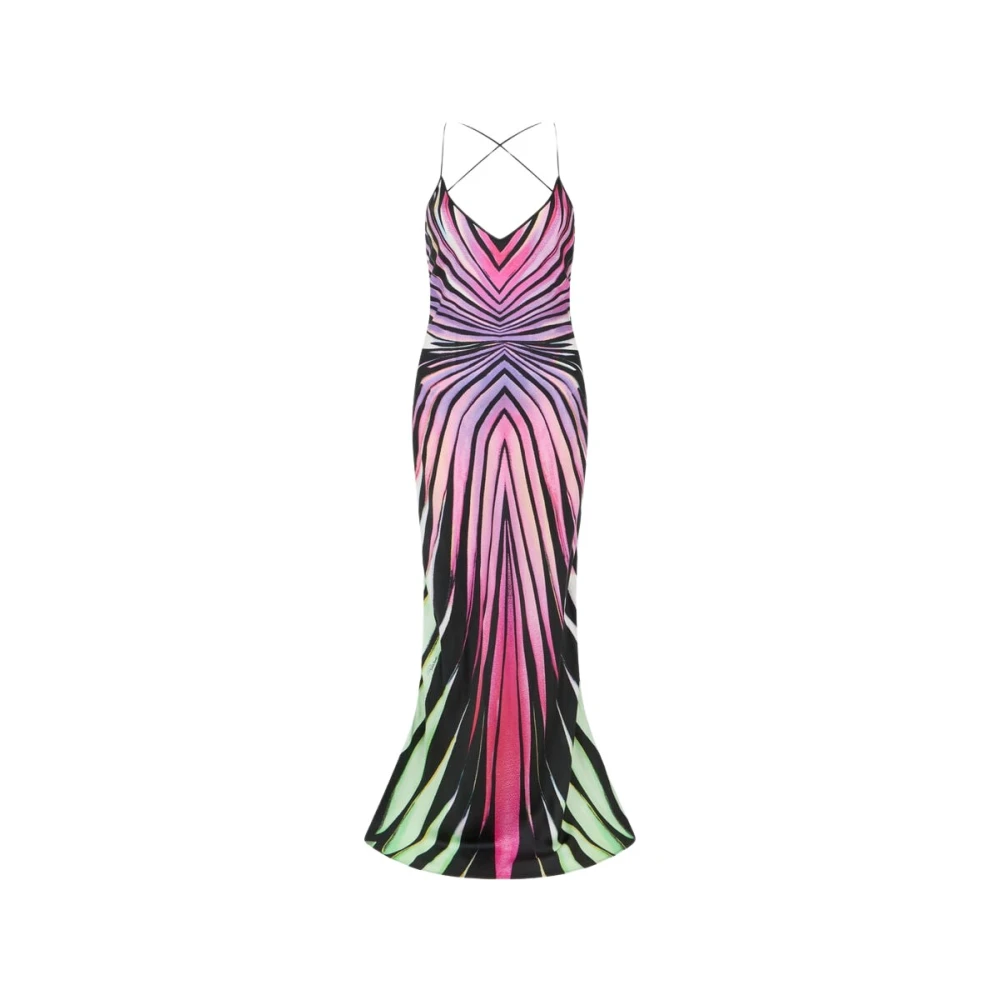 Roberto Cavalli Multicolor Ray Of Paradise Print Silk Slip Dress - Female - Gowns - S - Dresses