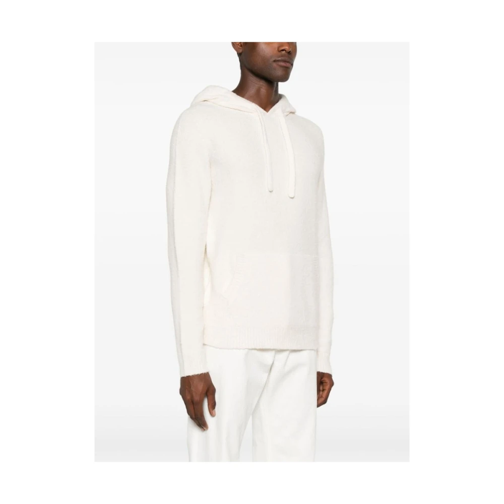 Roberto Collina Ecru Bouclé Gebreide Hoodie Beige Heren