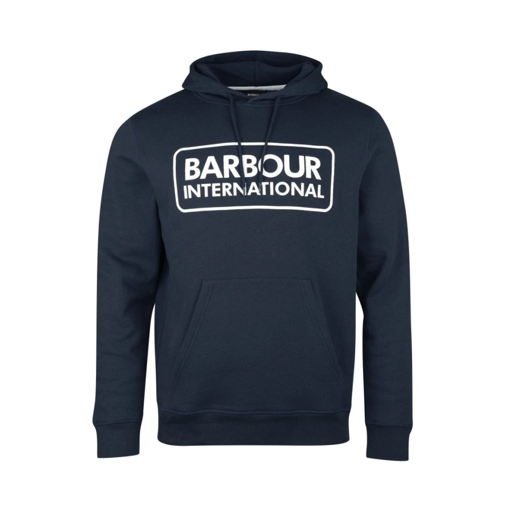 Barbour Navy Pop Over Hoodie met Merklogo Blue Heren
