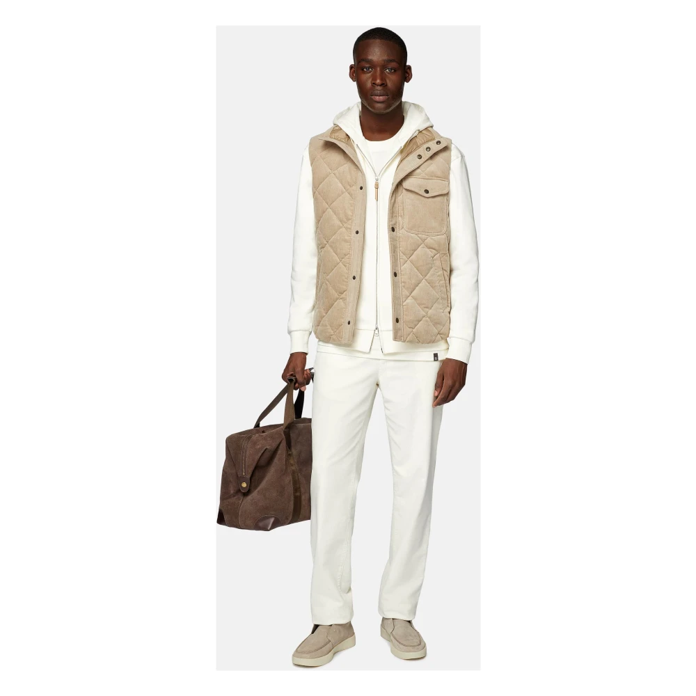 Boggi Milano Gewatteerd katoenen fluwelen vest Beige Heren
