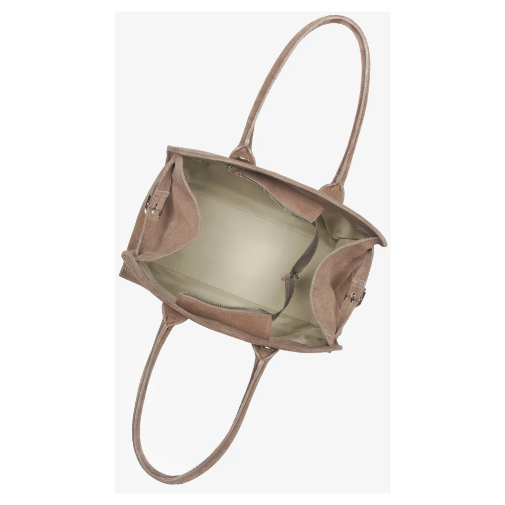 Estro Beige Satchel Handtas voor vrouwen gemaakt van Premium Italiaans Velours Beige Dames