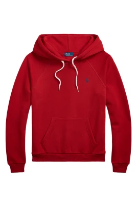 Röd Fleece Hoodie Tröja