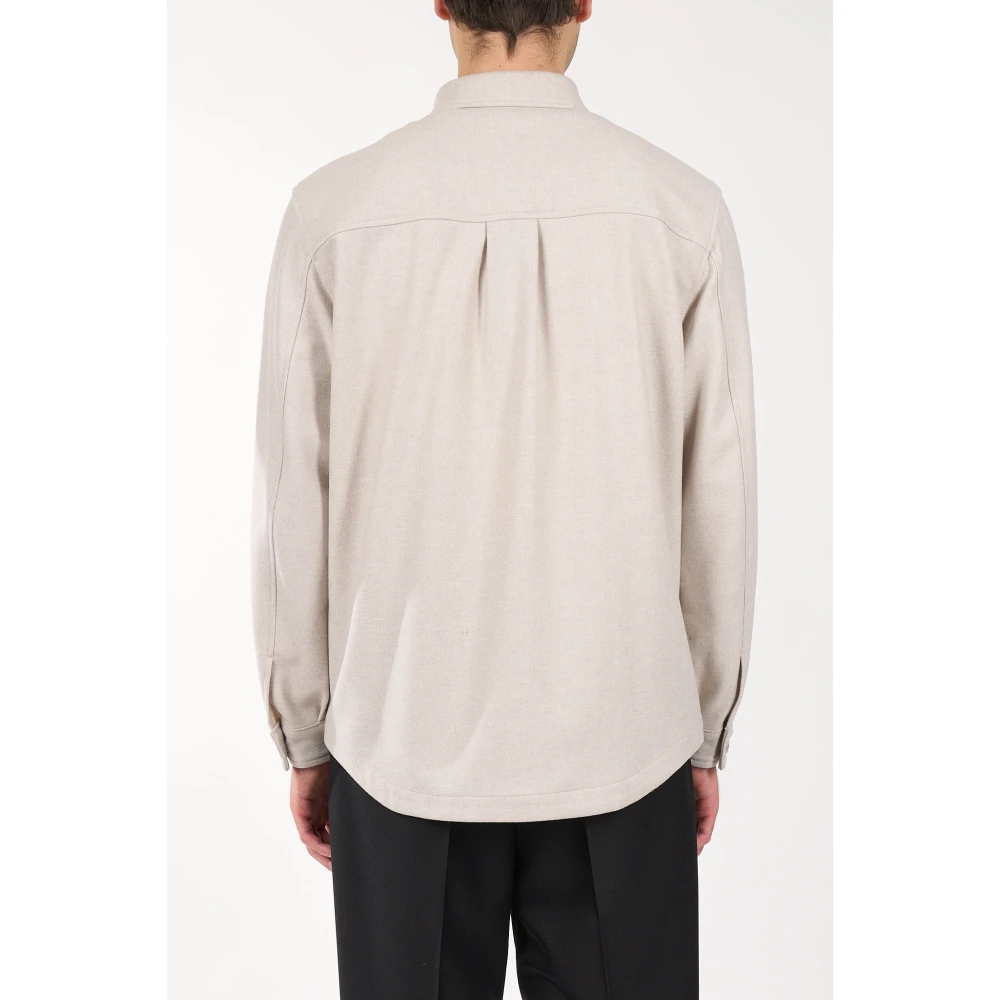 Hugo Boss Overshirt van zuivere wol met knopen Beige Heren