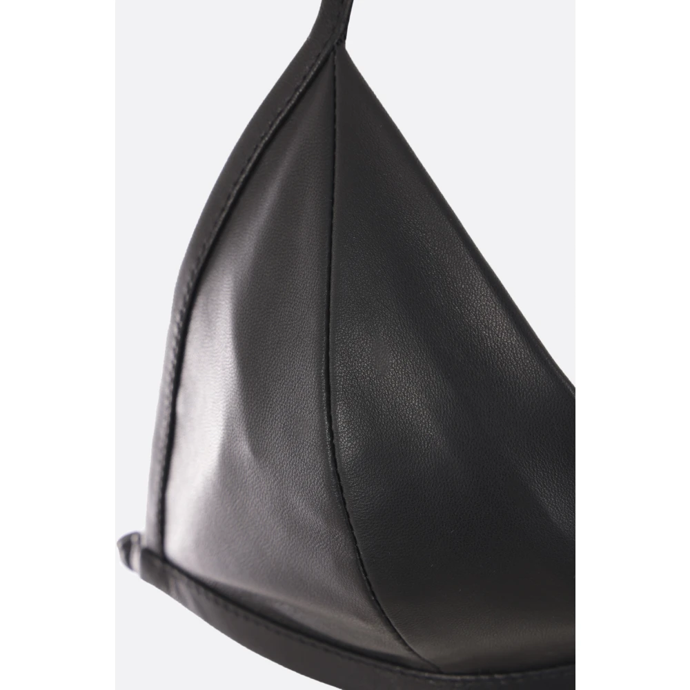 Rick Owens Zwarte Leren Bralette Top Black Dames