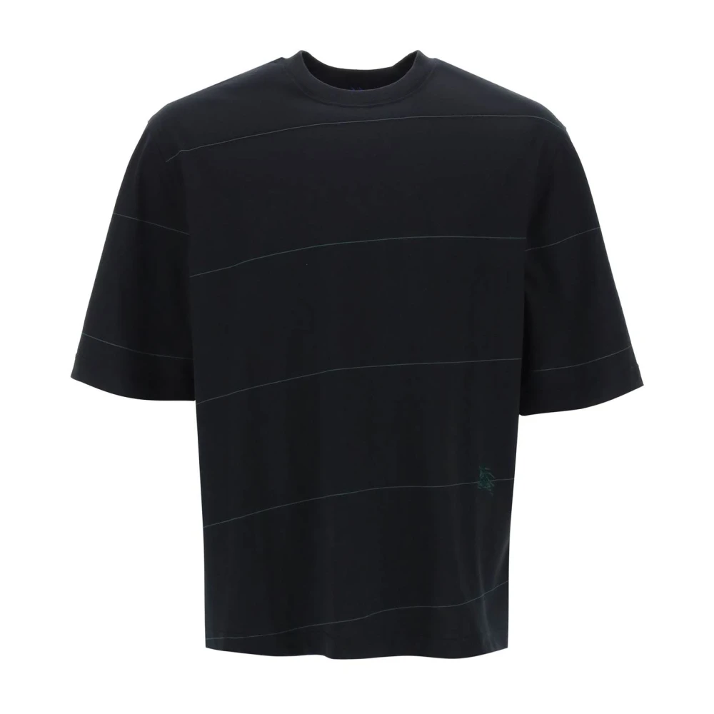 Burberry Gestreept EKD Borduurwerk T-Shirt Black Heren