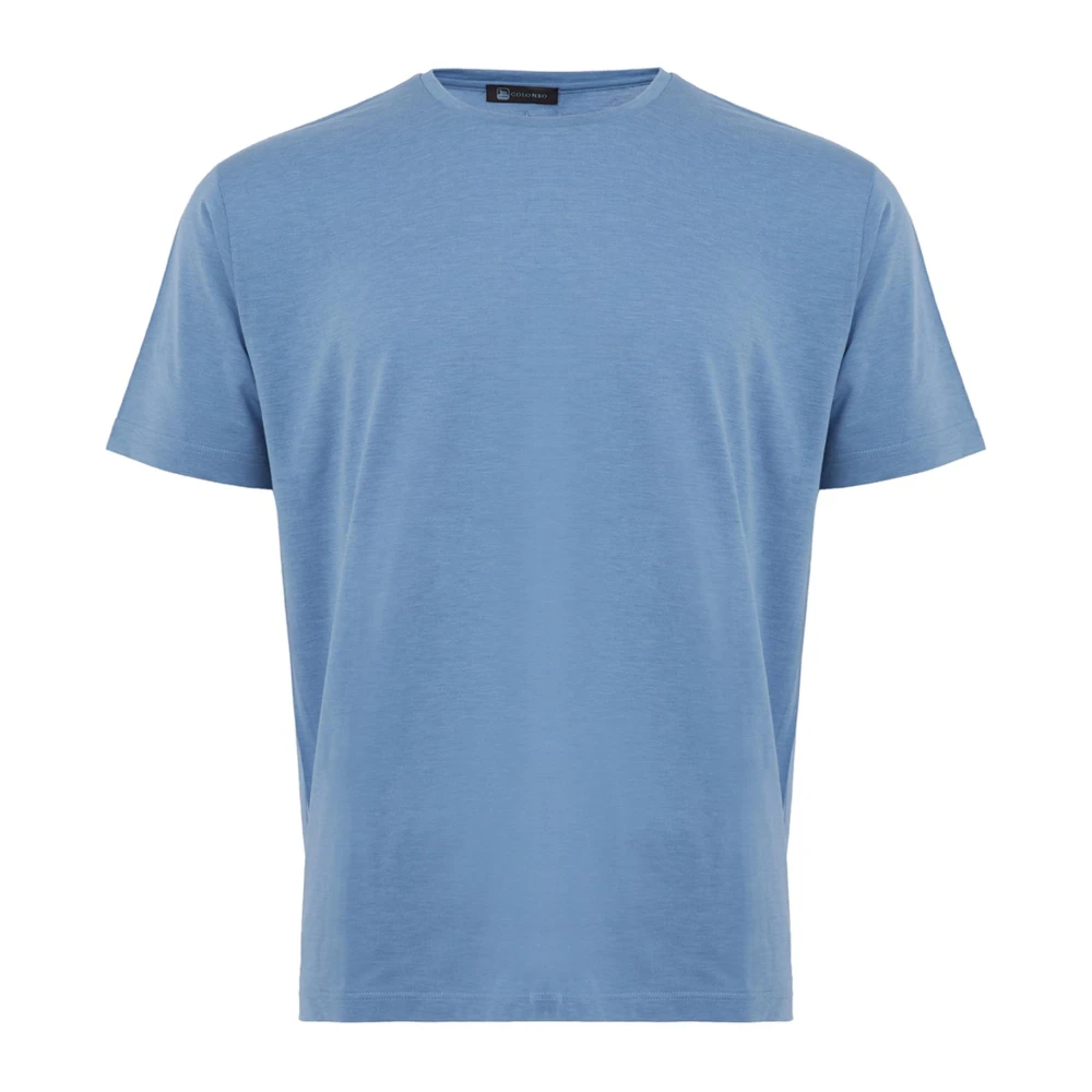 Colombo Blauwe Vlammen Katoen Zijde T-Shirt Blue Heren
