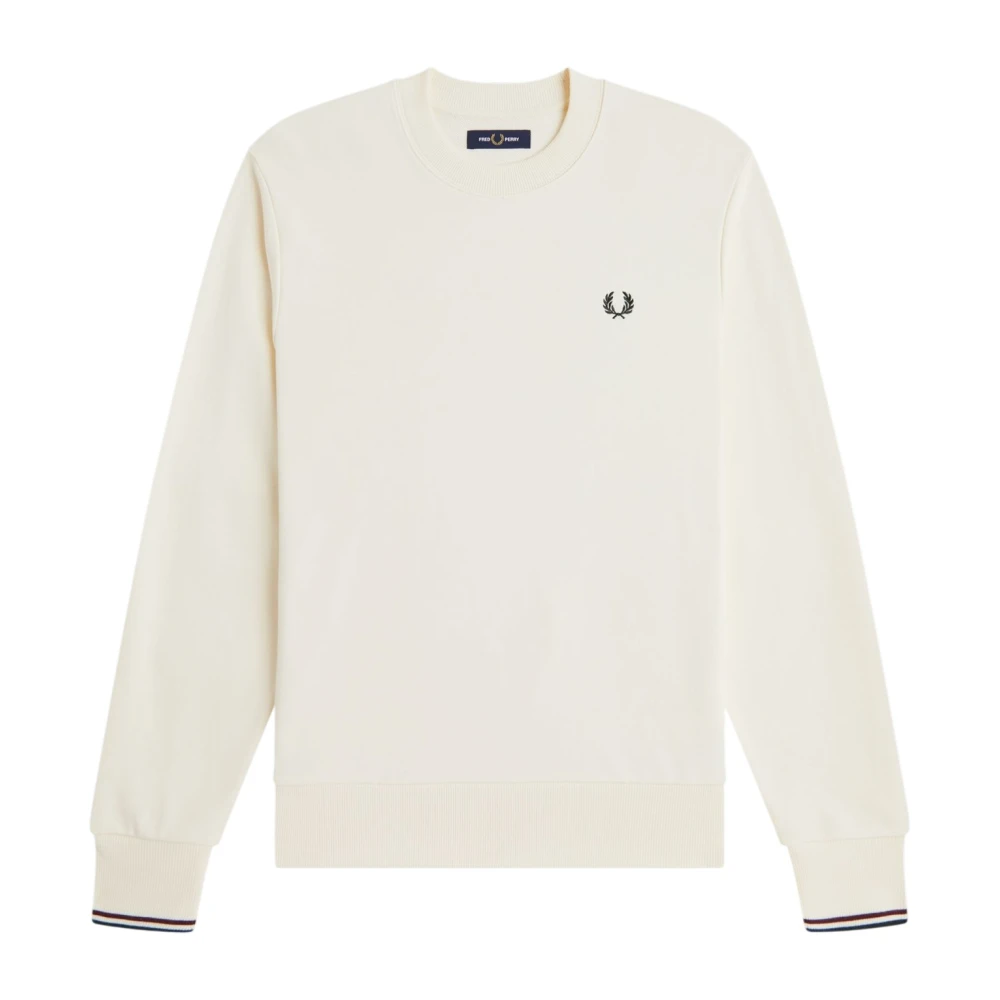 Fred Perry Men's White Sweatshirts, L, Felpa Girocollo