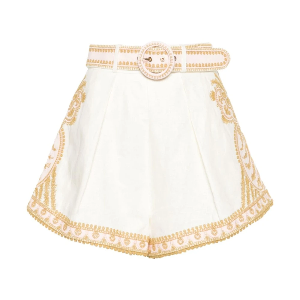 Zimmermann Witte Geborduurde Flare Shorts White Dames