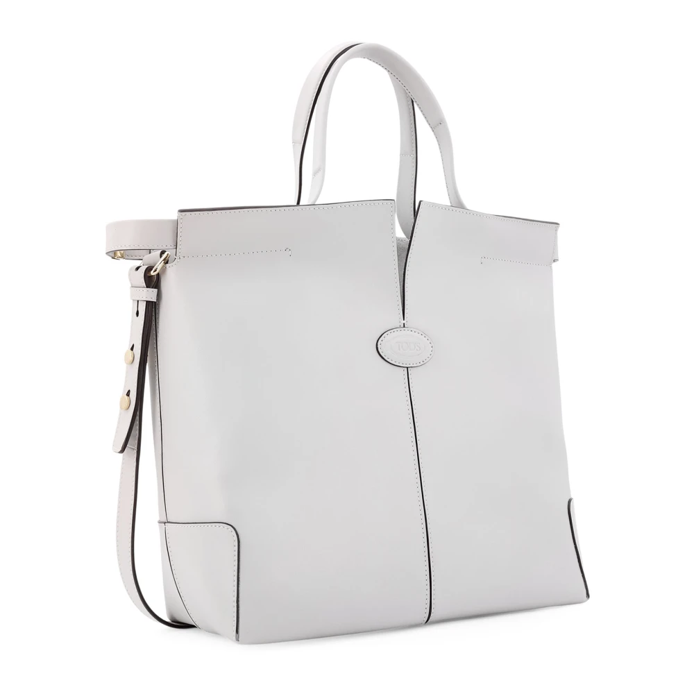 TOD'S Leren Handtas met Frontaal Logopatch Gray Dames