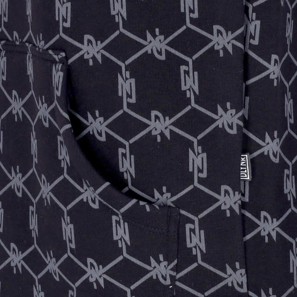 Dolly Noire Monogram Zwarte Hoodie met Kangoeroezak Black Heren