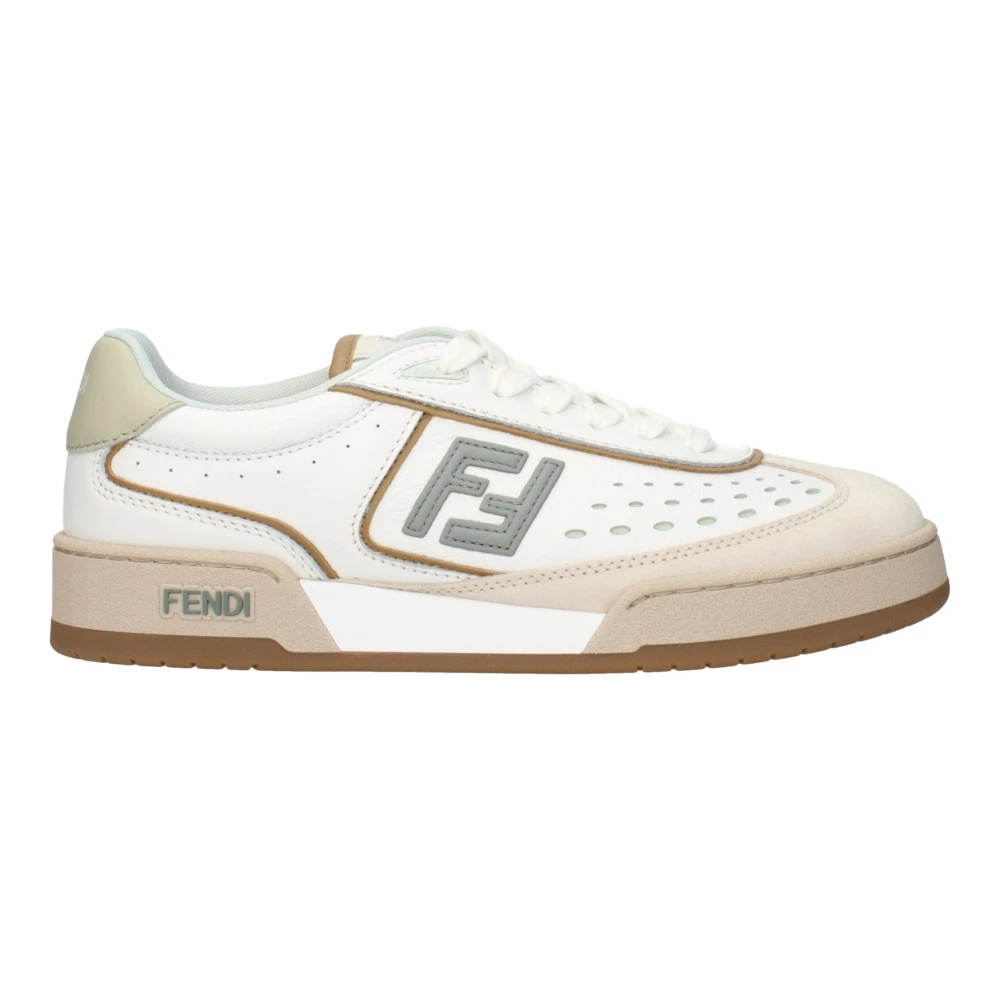 Fendi Women's Beige White Leather Low Tops Trainers