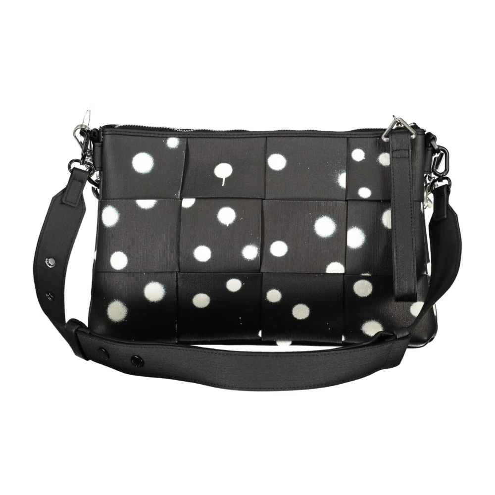 Desigual Zwarte handtas met polka dots en kettingriem Black Dames